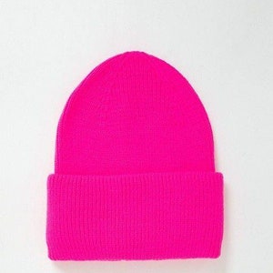 Hot Pink Beanie hat- Knit Hat- Winter hat-Fall hat-Spring hat-Skully hat- Womens hat-Fashion hat-pink knit hat