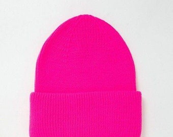 Hot Pink Beanie hat- Knit Hat- Winter hat-Fall hat-Spring hat-Skully hat- Womens hat-Fashion hat-pink knit hat