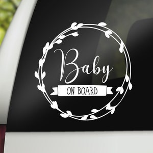 Boho Baby on Board Naklejka/Naklejka dla dzieci, Boho Baby on Board, Wianek Baby on Board, Naklejka na samochód Boho