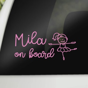 Spersonalizowana naklejka/kalkomania Baby on Board dla dziewczynek, baletnica Baby on Board, Baby on Board Ballerina, naklejka na samochód Księżniczka, naklejka na samochód Dziewczęca