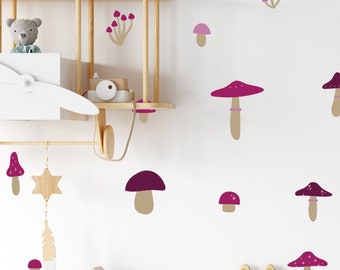 Pink Mushroom Wall Decals – Removable Nursery Decor