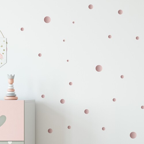 Rose Gold Metallic Polka Dot Wall Decal Nursery Kids Room Peel Etsy