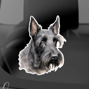 Scottish Terrier Autoaufkleber, Hund an Bord, schwarzer Scottish Terrier Kopf