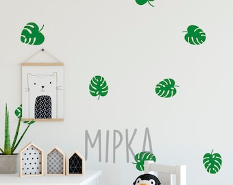 Monstera Leaves Decal - Choose Your Color, Tropical Wall Decal, Summer Wall Decals, Jungle Wall Stickers, Nursery Wall Art