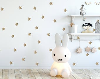 Sticker étoiles dorées - Etoiles dorées, sticker mural géométrique, stickers muraux pour chambre de bébé, design scandinave, stickers muraux espace, art mural pour chambre de bébé