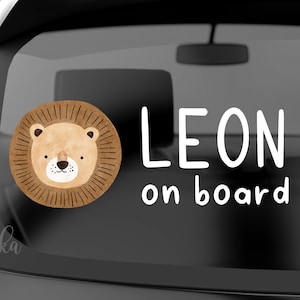 Spersonalizowana naklejka/kalkomania Boho Lion Baby on Board