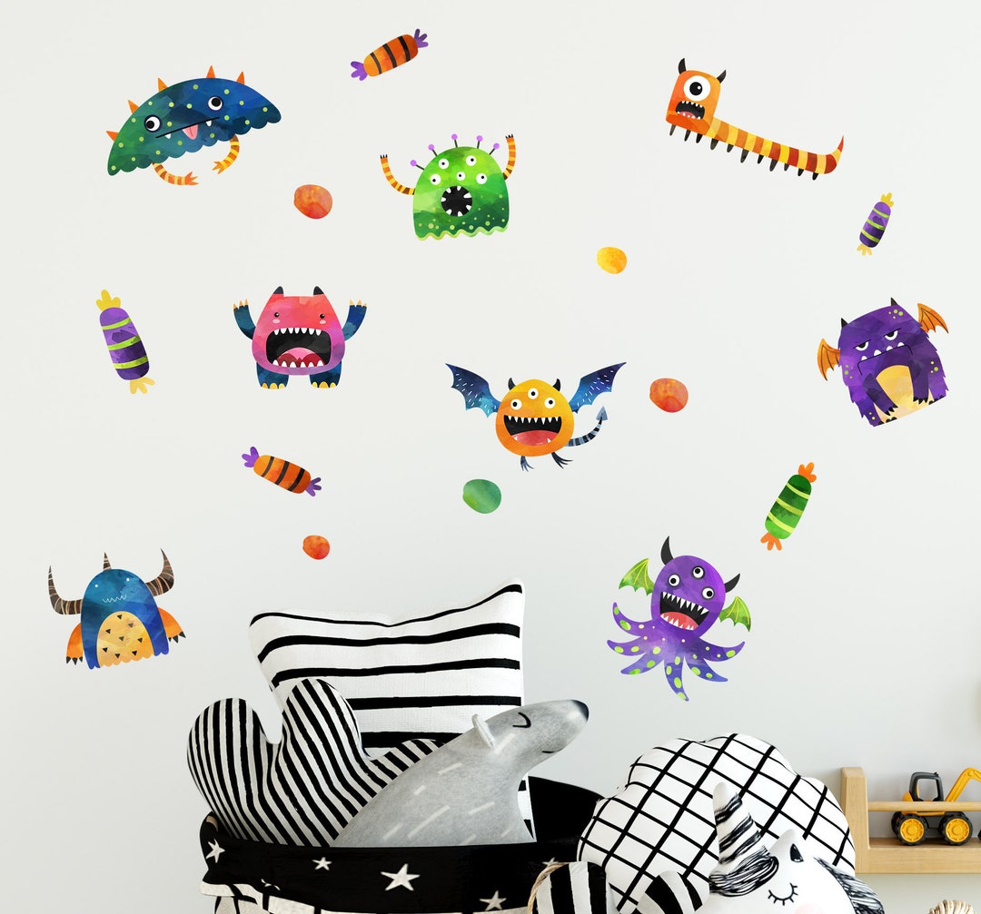 Watercolor Monsters Decals - Cute Monsters Decals, Watercolour Monsters ...