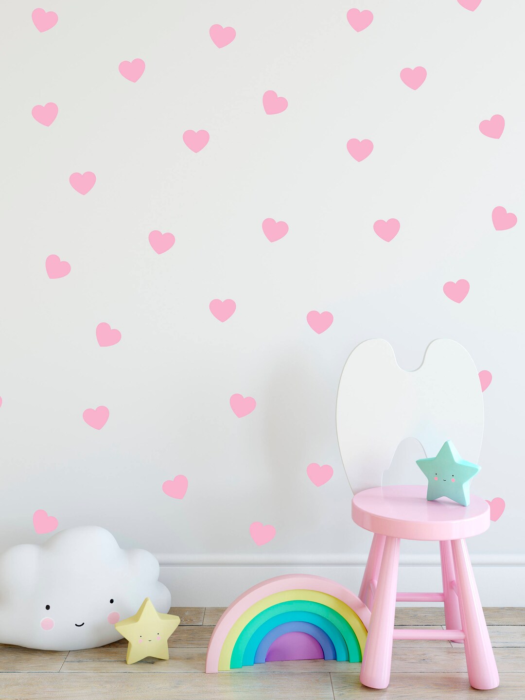 Hearts Decal Choose Your Color, Scandinavian Design, Girly Wall Decal