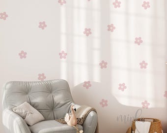 Daisy Wall Decals - Geometric Flower Wall Stickers, Nursery Decals, Boho Nursery