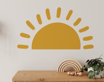 Grote halve zon muur sticker - Kies uw kleur, Sunshine muur sticker, Boho kwekerij, halve zon muur sticker