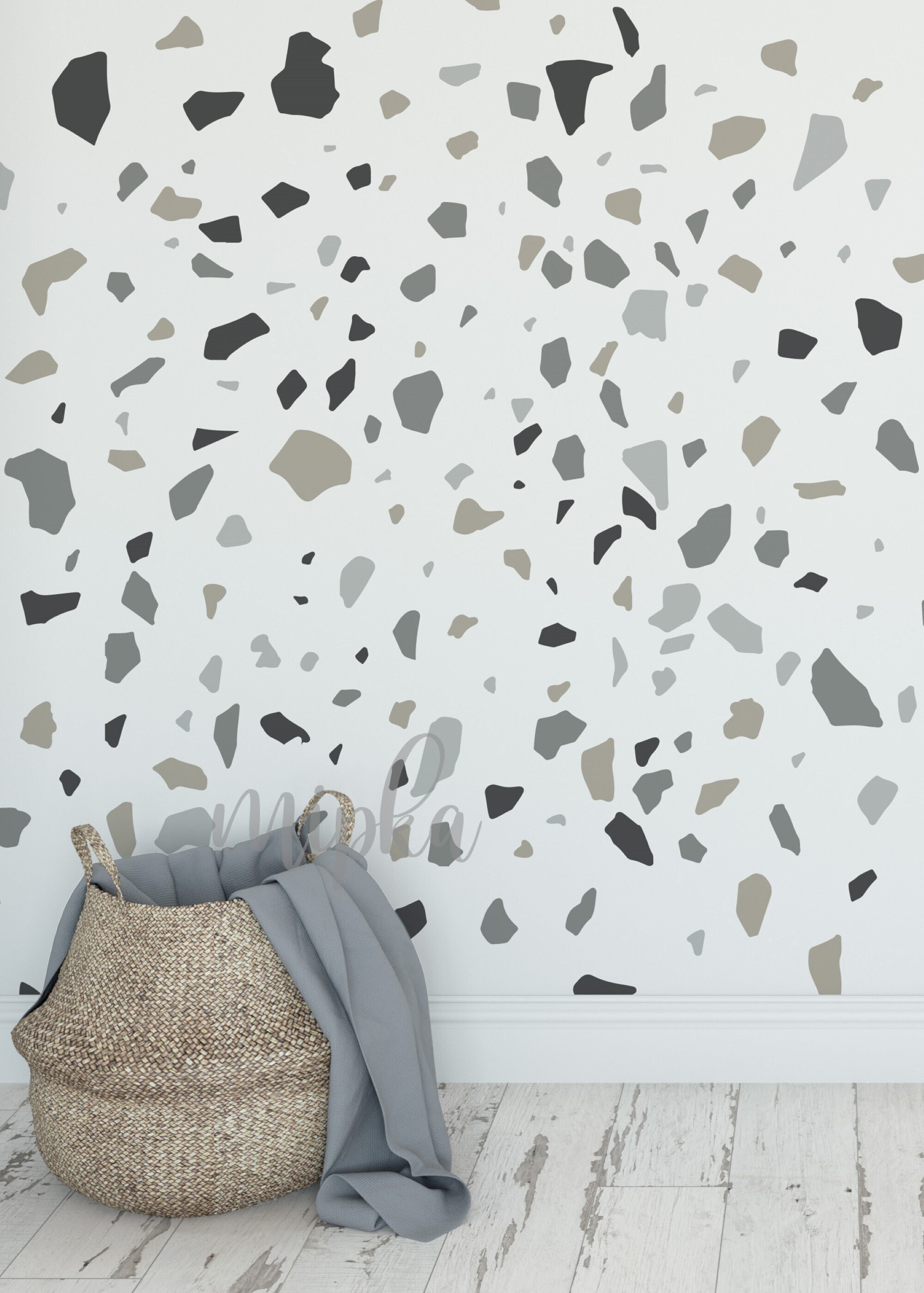 Terrazzo Wall Decal Choose Your Colors Terrazzo Pattern Etsy