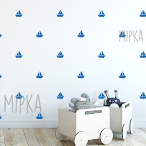Bootsticker - Kies je kleur, nautische muursticker, muurstickers kinderkamer, nautische kinderkamer, muurstickers zeilboot, kunst aan de muur kinderkamer