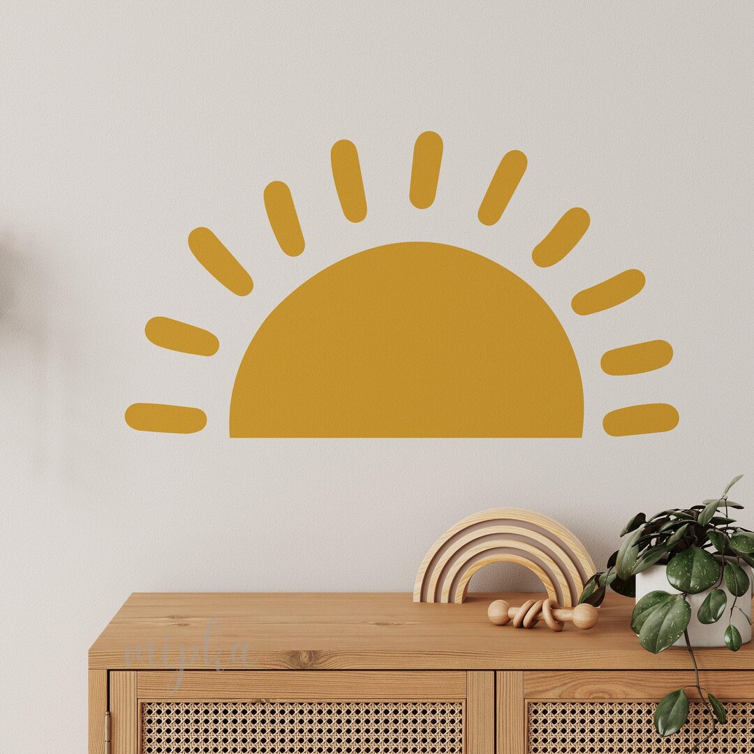 Large Half Sun Wall Decal - Choose Your Color, Sunshine Wall Decal ...