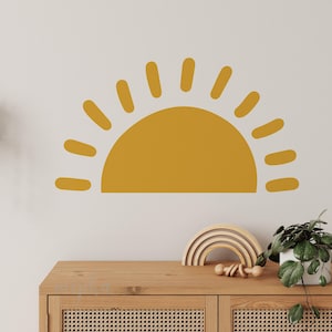 Large Half Sun Wall Decal - Choose Your Color, Sunshine Wall Decal, Boho Nursery, Half Sun Wall Sticker