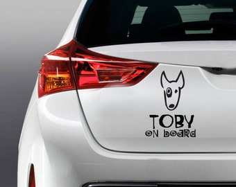 Customized Dog on Board Decal With Name,Dog on Board,Dog in the Car,Dog Lover Gift,New Dog Gift,Custom Dog Decal, Dog Sticker With Name