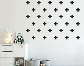 Swiss Cross Vinyl Wall Decals - Scandinavian Geometric Stickers