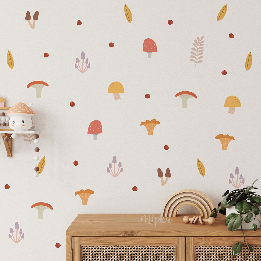 Mushroom Wall Decals Mushroom Wall Stickers, Woodland Nursery Decals