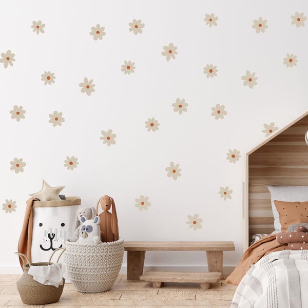 Daisy Wall Decals -  Flower Wall Stickers, Nursery Decals, Boho Nursery