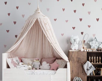 Dusty Rose Hearts Decals, Doodle Heart Pattern, Powder Pink Hearts