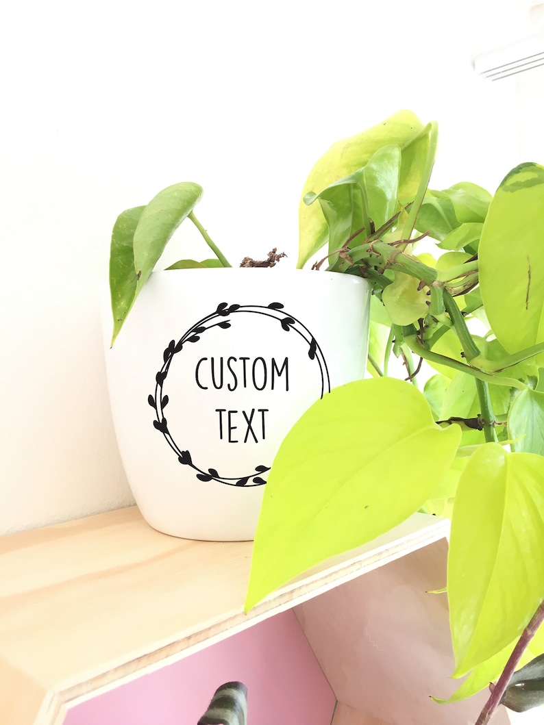 DIY Pot Planter Decal Plant Name Decal Planter Pot Decal Personalized Decal