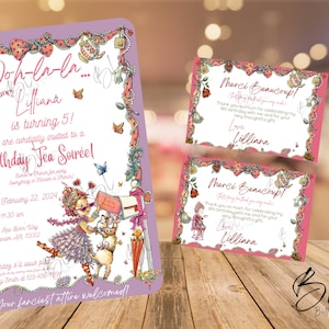 Convite extravagante para a festa de aniversário de Nancy, cartão de agradecimento grátis! Editável para impressão