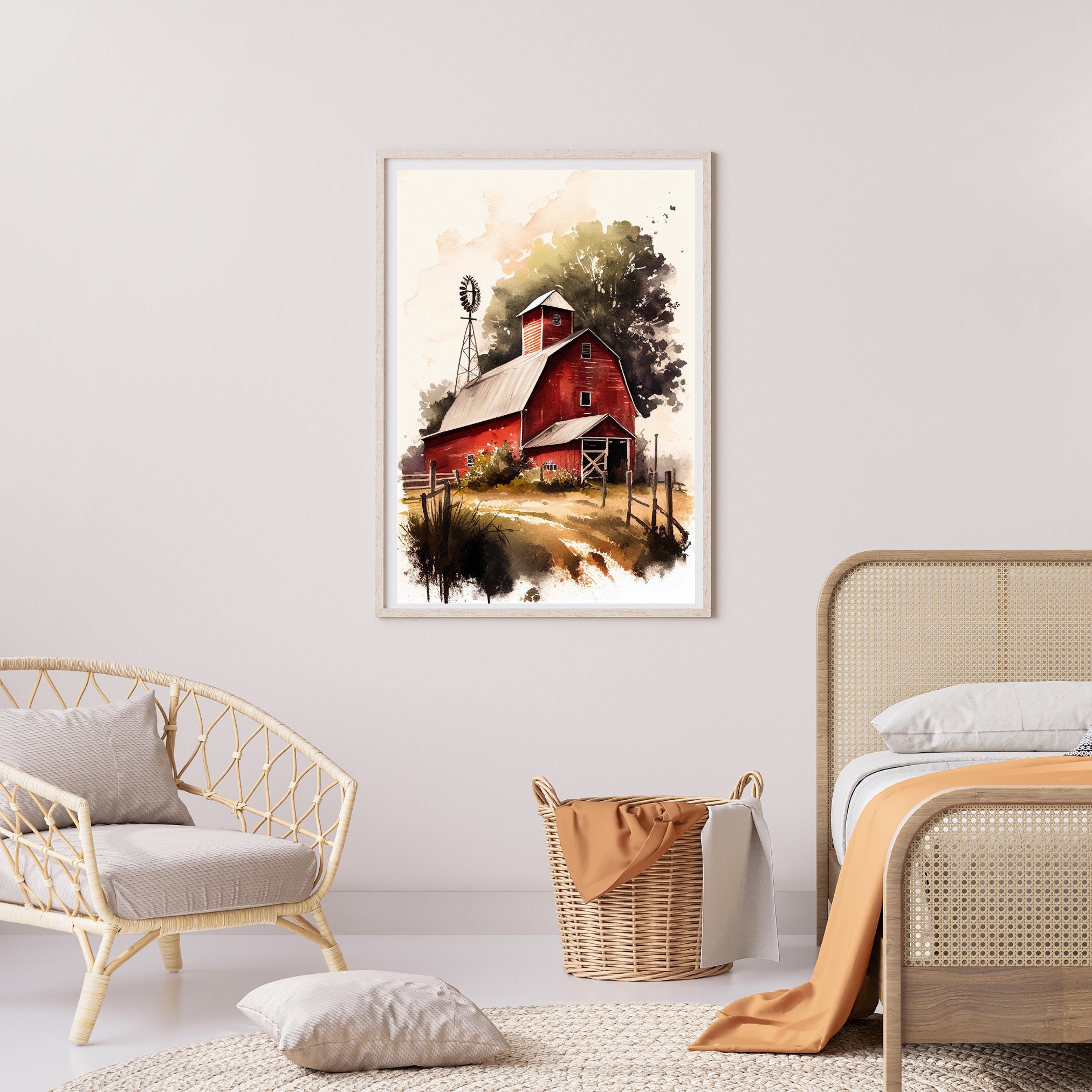 Anniversary Gift Wall Art Red Barn Wall Art Old Barn Painting Vintage