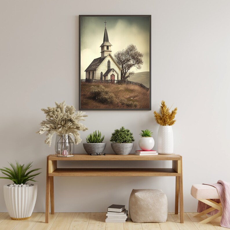 Rustic Old Church Old Country Church Print Vintage Church Painting