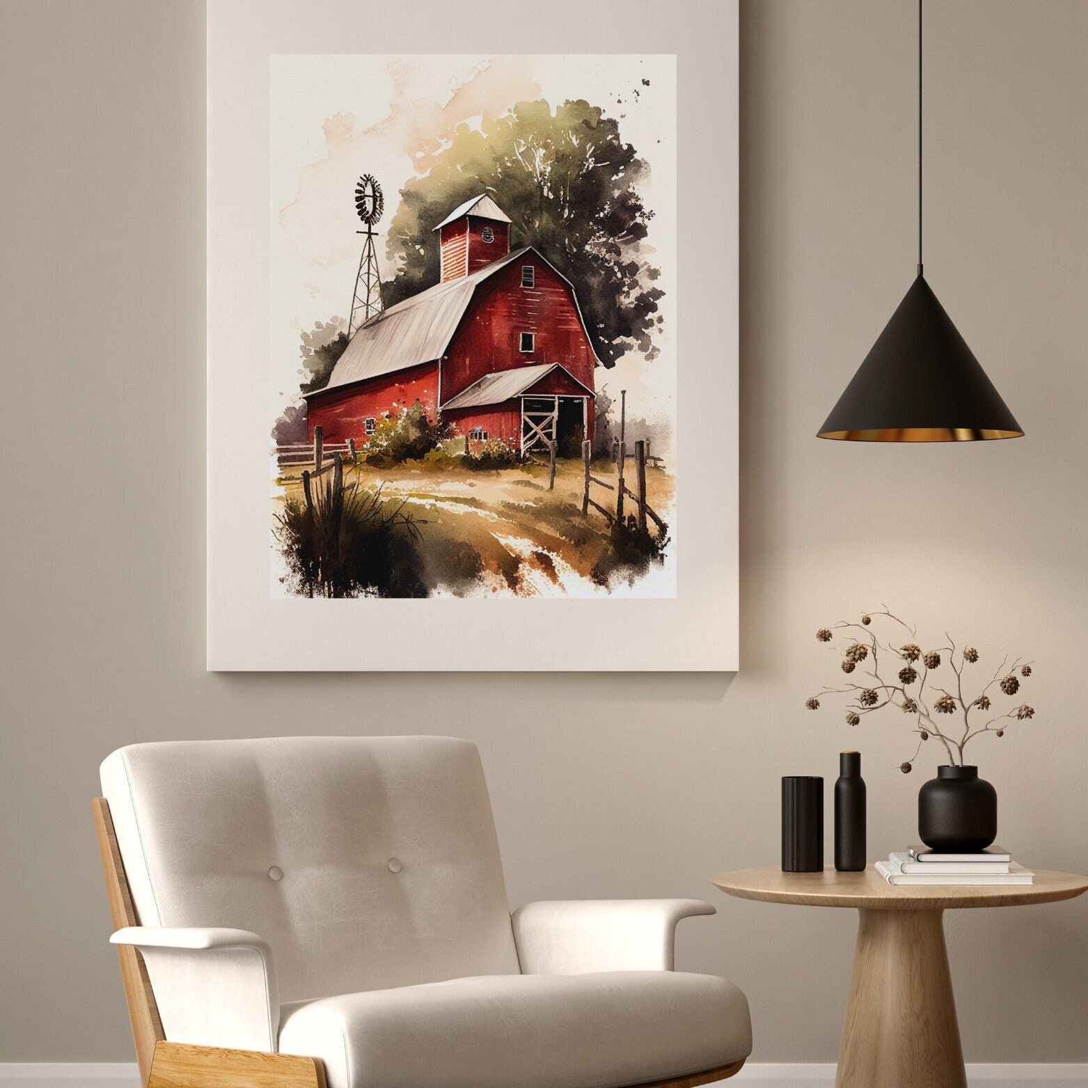 Anniversary Gift Wall Art Red Barn Wall Art Old Barn Painting Vintage