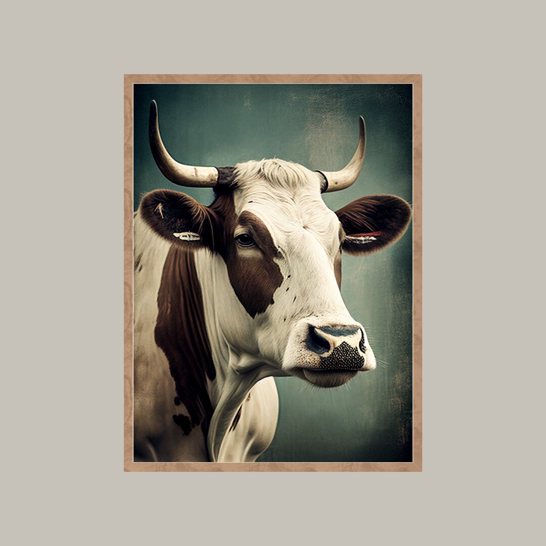 Vintage Cow Wall Art Cow Farmhouse Print Cow Printable Cow Digital