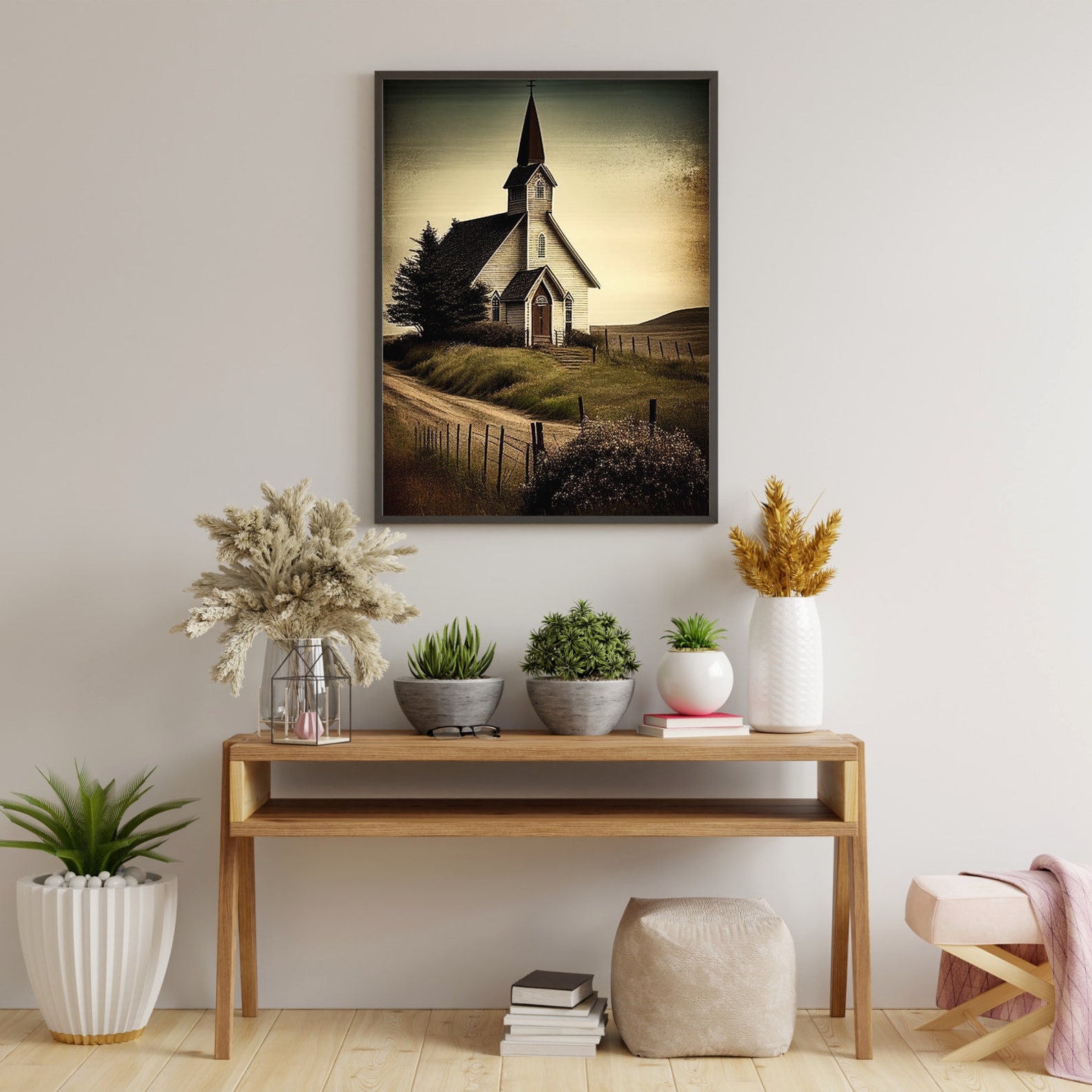 Printable Country Church Wall Art Old Country Church Print Vintage Church Painting White Church