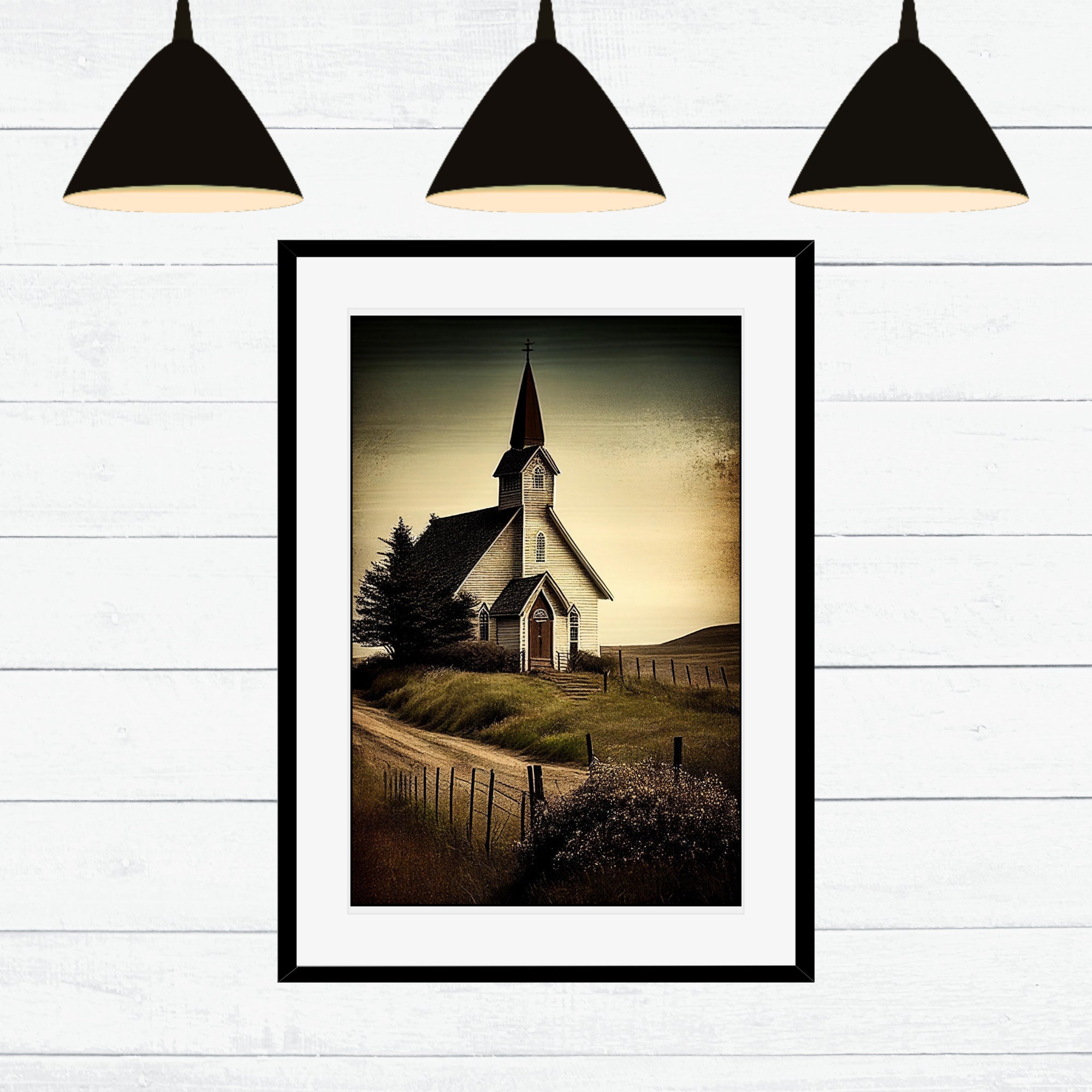 Printable Country Church Wall Art Old Country Church Print Vintage