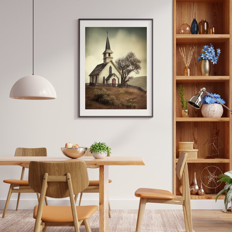 Rustic Old Church Old Country Church Print Vintage Church Painting ...