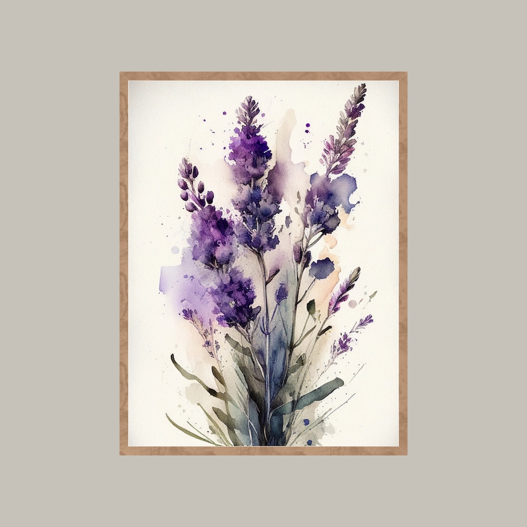 Lavender Wall Art Canvas Lavender With Bees Wall Art Lavender Print for