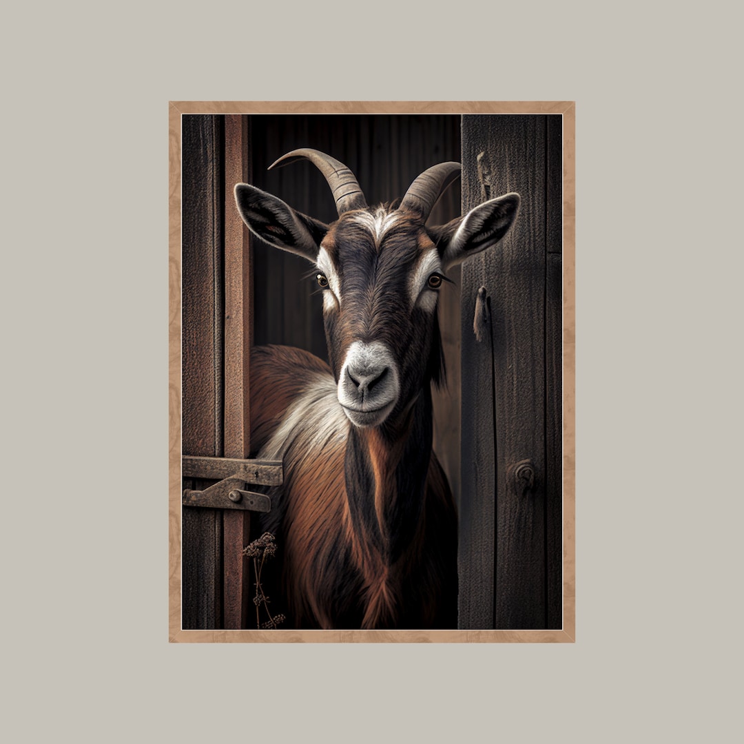 Farmhouse Goat Decor Goat Canvas Goat Wall Art Vintage Farmhouse Print