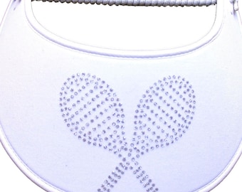 Ladies Tennis Sun Visor with Crossed Racquets.  Choose your Color and Brim Size.