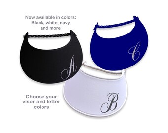 Ladies' Foam Sun Visor with a Silver Initial.