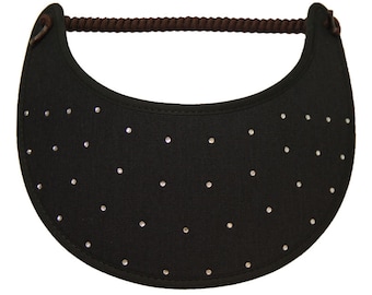 Crystals with Black fabric and trimmed edges in black.