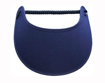 Navy Sun Visor with Fabric Trimmed Edges.