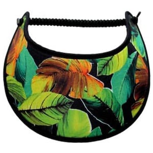 Tropical Print Sun Visor, Adjustable Coil Band with Trimmed Edges