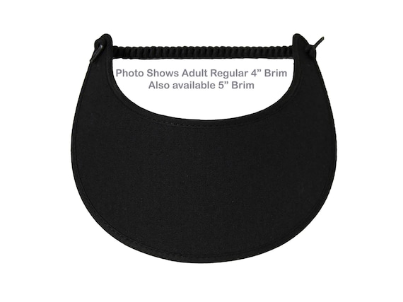 Solid black Ladies Sun Visor. Choose from Regular 4" Brim or 5" Wide- Brim.