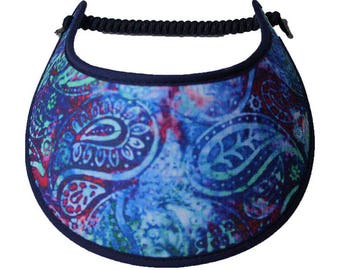 M655  Blue paisley tie-dye with edges trimmed with fabric