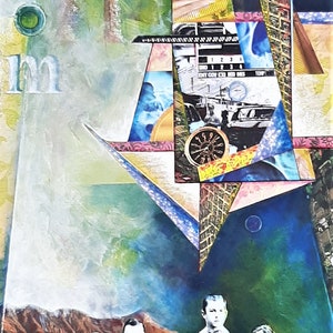 mixed media collage on wood &quot;Family Portrait&quot;