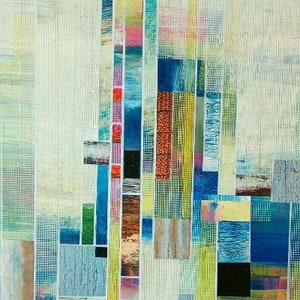 mixed media collage on wood &quot;Linear 8&quot;