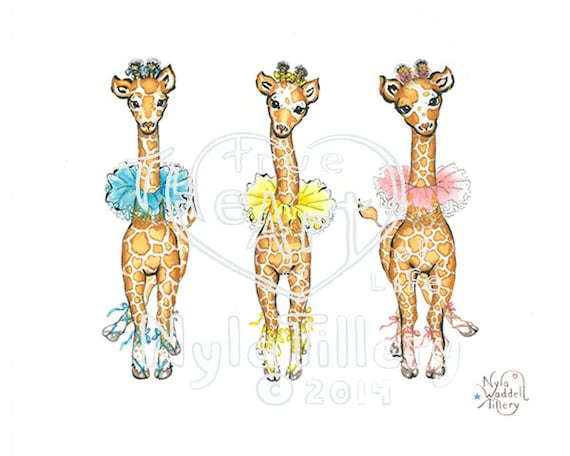 BIRTHDAY Blank /"GIRAFFES/" CARD NEW BABY MOTHER etc- from Original Painting