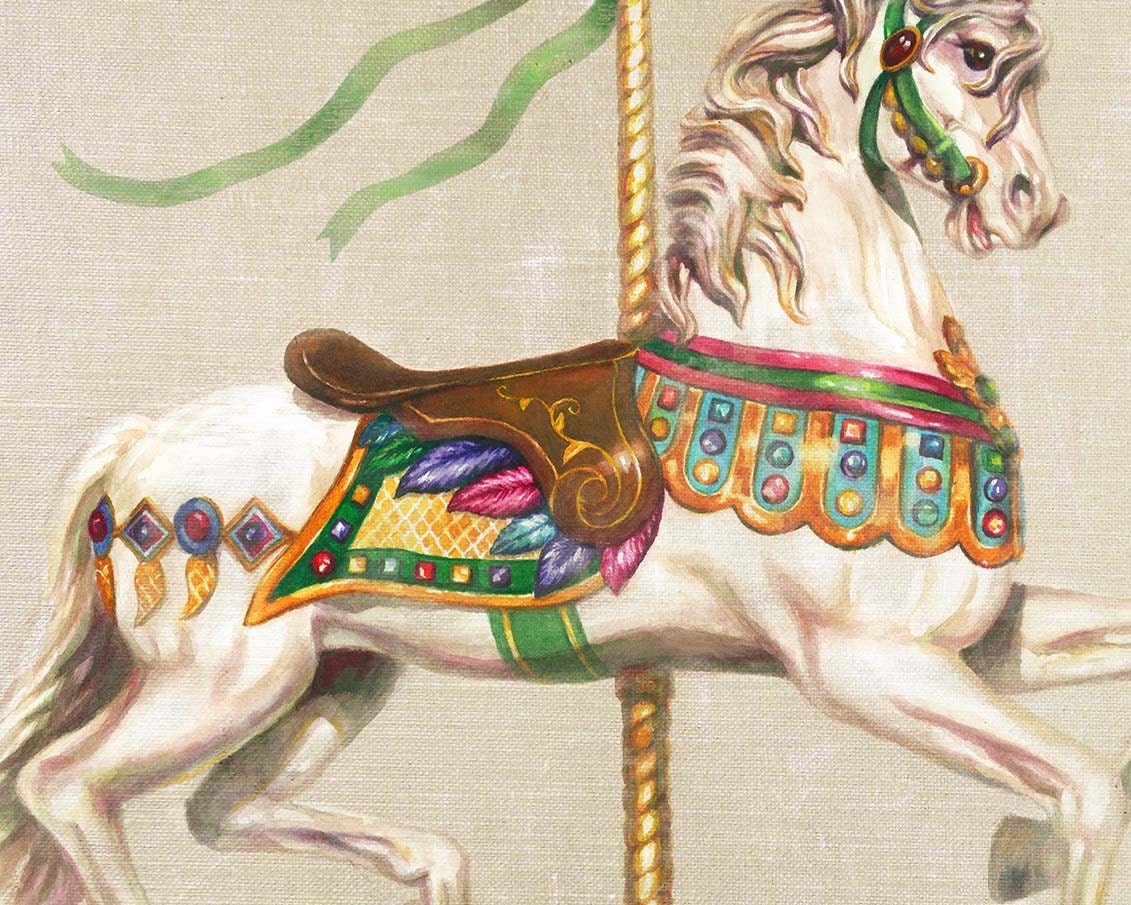 Carousel Art Vintage Carousel Horse Decorator Art Print - Etsy