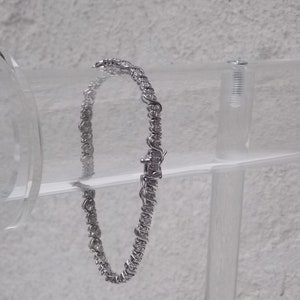 White Gold Tone Jeweled Tennis Bracelet, 925 Silver