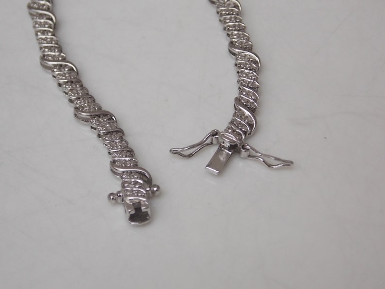 White Gold Tone Jeweled Tennis Bracelet 925 Silver