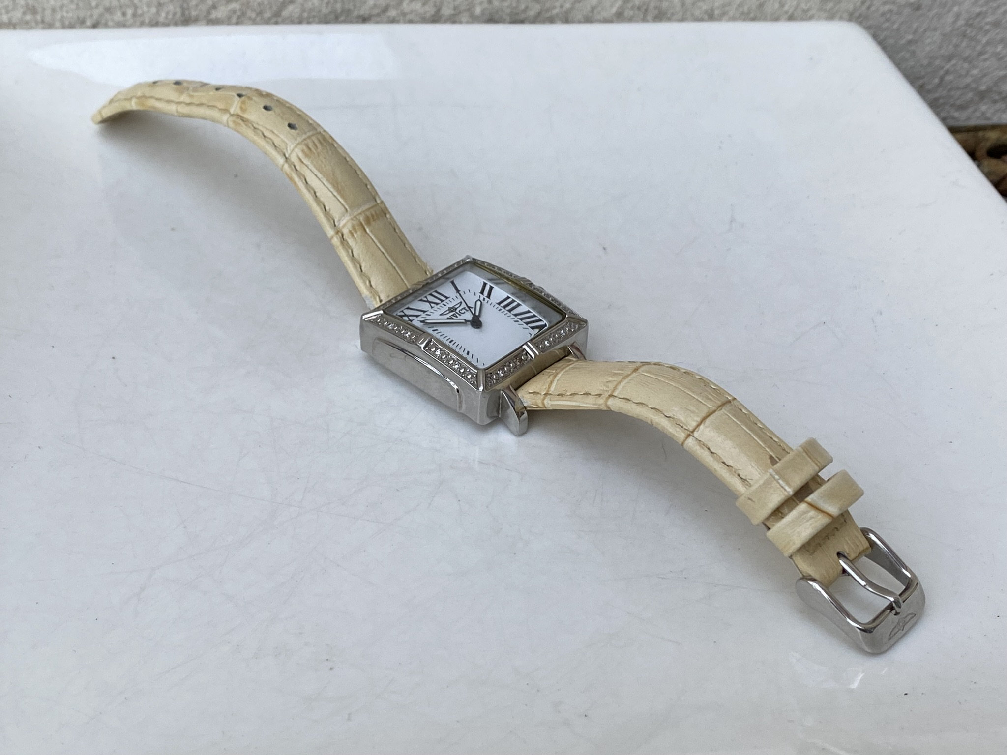 Stylish Invicta Sterling Silver Rectangular With Ivory Face Women Watch Invicta Women main image 2