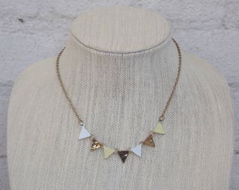 Petite Yellow White Gold Triangle Banner Necklace