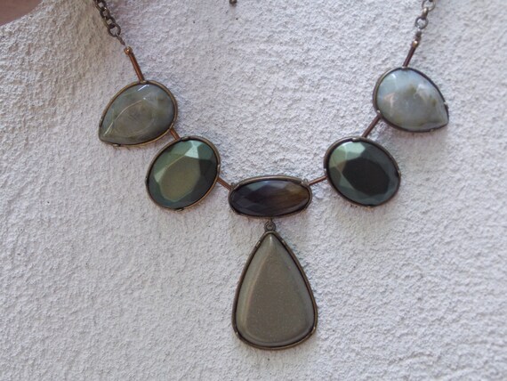 Green River Stone Teardrop Pendant Statement Neck… - image 3